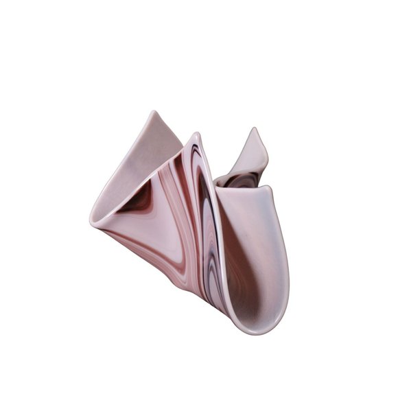 Lavender and White Slag Glass Handkerchief Bowl - Picture 2 of 7